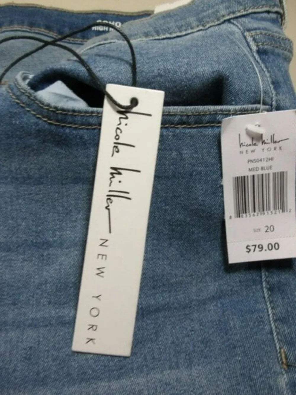 Nicole Miller womens medium Soho high raw hem stretch jean shorts 20 NWT